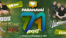 71 anos de Paranavaí: Festival de Aniversário terá quatro shows gratuitos na Praça dos Pioneiros